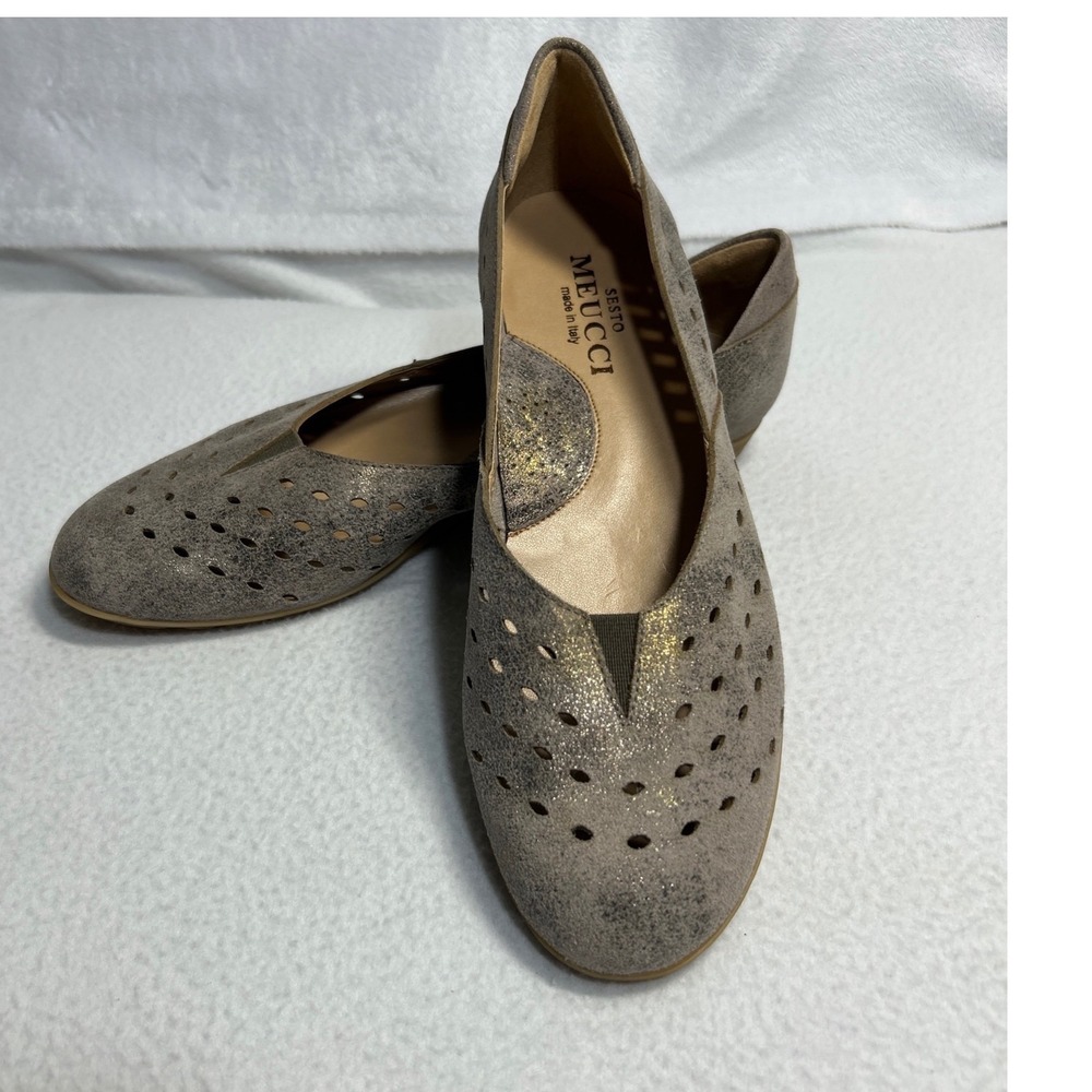 Sesto Meucci Italian Suede Leather Shoes Womens 8 M Comfort Slip On Flats READ